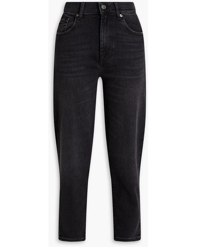 7 For All Mankind Malia High-rise Tapered Jeans - Black
