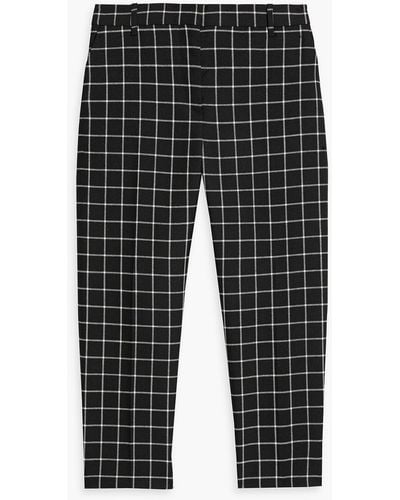 Marni Cropped Checked Wool-jacquard Tapered Trousers - Grey