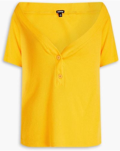 Monrow Ribbed Stretch Supima Cotton And Micro Modal-blend Top - Yellow