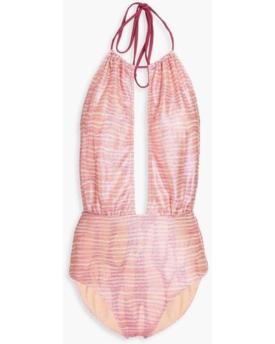 Missoni Cutout Metallic Crochet-knit Swimsuit - Pink