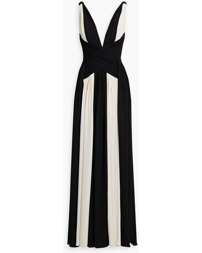 Zuhair Murad Pleated Two-tone Crepe Gown - Black