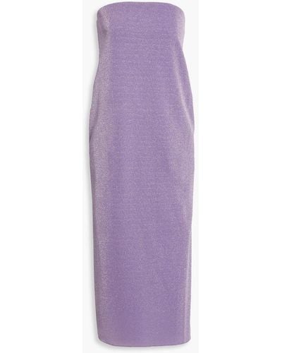Tibi Strapless Lurex Midi Dress - Purple