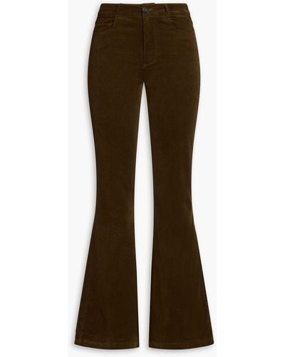 PAIGE Genevieve Cotton-blend Corduroy Flared Trousers - Brown