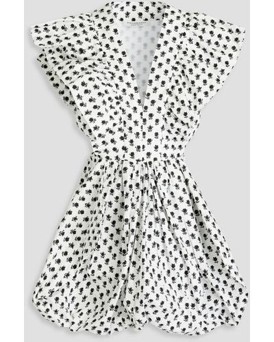 Philosophy Di Lorenzo Serafini Ruffled Floral-print Cotton Mini Dress - White