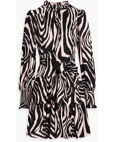 Diane von Furstenberg Kali Tiered Zebra-print Jacquard Mini Dress - Black
