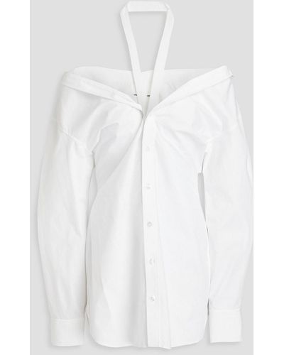 T By Alexander Wang Cutout Cotton-poplin Mini Shirt Dress - White