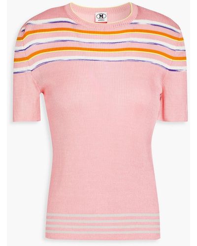M Missoni Striped Ribbed-knit Top - Pink