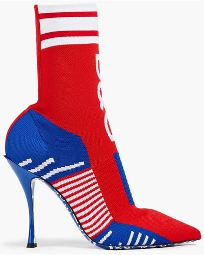 Dolce & Gabbana Jacquard-knit Sock Boots - Red