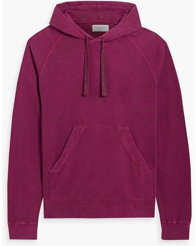 Officine Generale Octave Cotton And Lyocell-blend Fleece Hoodie - Purple