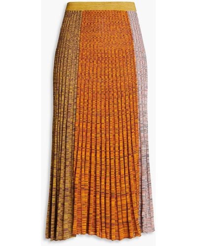 Zimmermann Color-block Ribbed-knit Midi Skirt - Orange