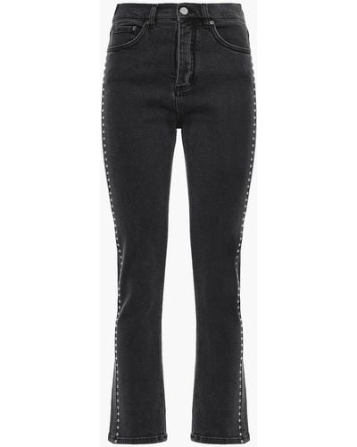 Victoria Beckham Studded High-rise Straight-leg Pants - Black