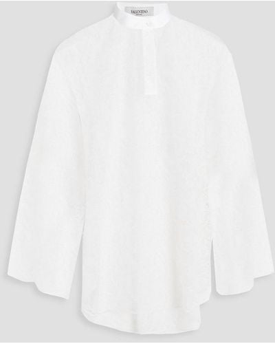 Valentino Garavani Bluse aus spitze aus einer baumwollmischung - Weiß