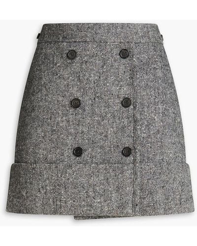 Thom Browne Merino Wool And Mohair-blend Tweed Mini Wrap Skirt - Grey