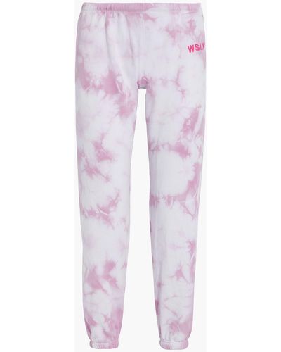 WSLY The Ecosoft Tie-dyed Organic Cotton-blend Fleece Track Pants - Pink