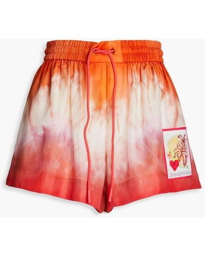 Zimmermann Shorts aus seiden-voile mit batikmuster - Rot