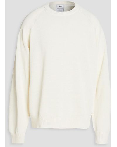 Y-3 Intarsia Cotton-blend Sweater - White