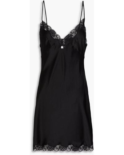T By Alexander Wang Lace-trimmed Silk-satin Mini Dress - Black