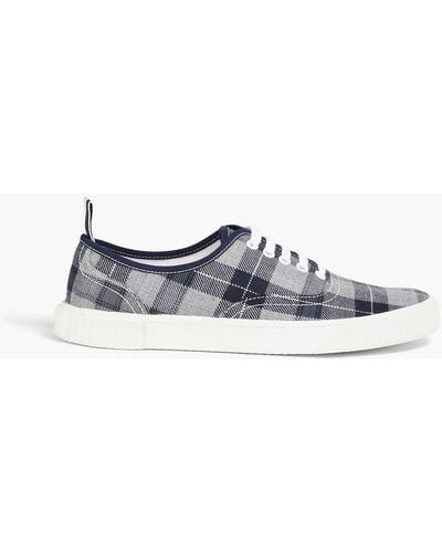 Thom Browne Heritage Checked Twill Trainers - Grey