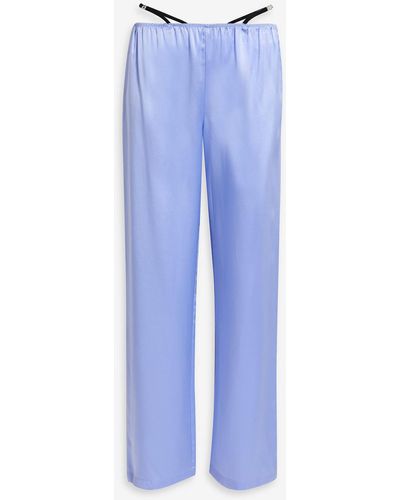 T By Alexander Wang Crystal-embellished Silk-satin Straight-leg Pants - Blue