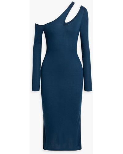 NAADAM One-shoulder Cutout Modal And Cashmere-blend Midi Dress - Blue