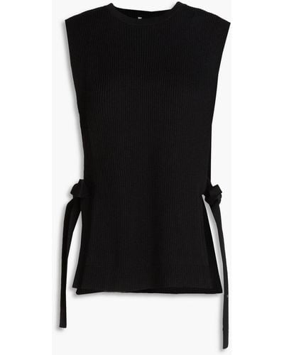Valentino Garavani Tie-detailed Ribbed Wool Vest - Black