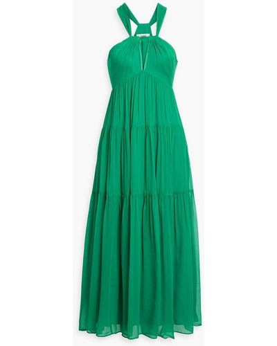 Joie Marcy Tiered Silk-georgette Midi Dress - Green