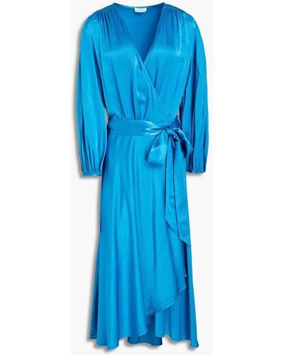 Ghost aggie Satin-crepe Wrap Dress - Blue