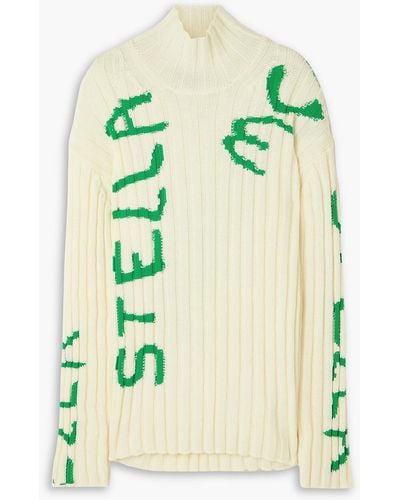 Stella McCartney Ed curtis gerippter rollkragenpullover aus jacquard-strick aus einer wollmischung - Weiß