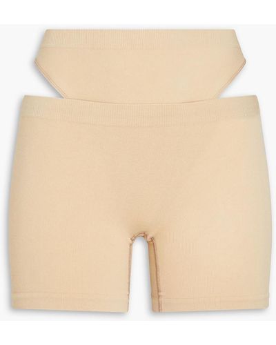Baserange Esther Cutout Stretch Cotton-blend Jersey Shorts - Natural