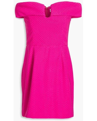 Rebecca Vallance Last Dance Off-the-shoulder Embellished Tulle Mini Dress - Pink