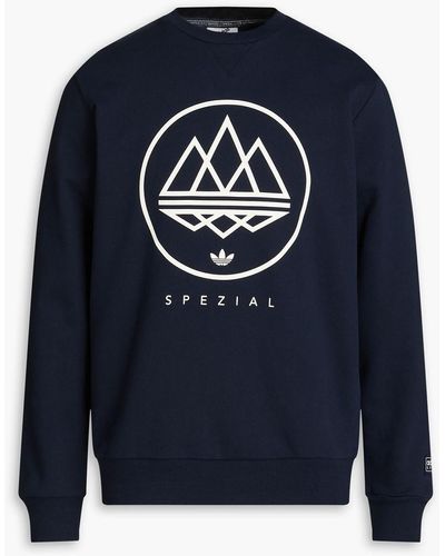 adidas Originals Printed Cotton-fleece Sweatshirt - Blue