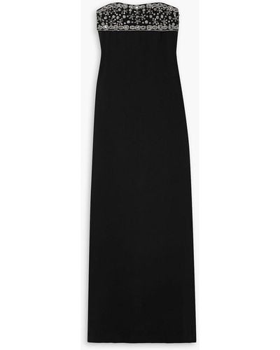 Reem Acra Strapless Crystal-embellished Crepe Gown - Black