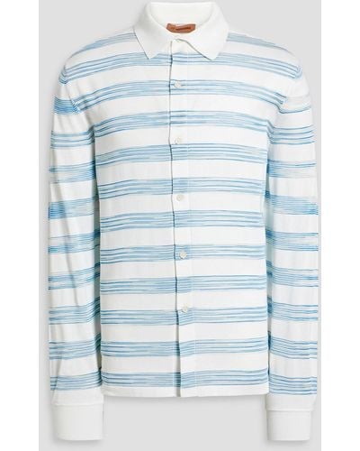 Missoni Striped Cotton-blend Polo Shirt - Blue