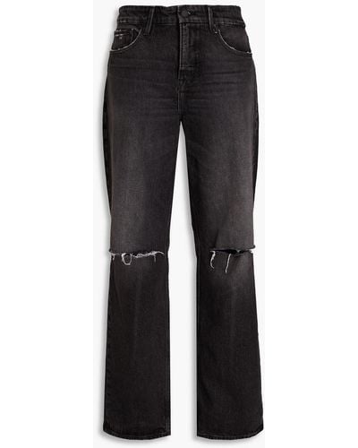 GOOD AMERICAN Good '90s Distressed High-rise Straight-leg Jeans - Black