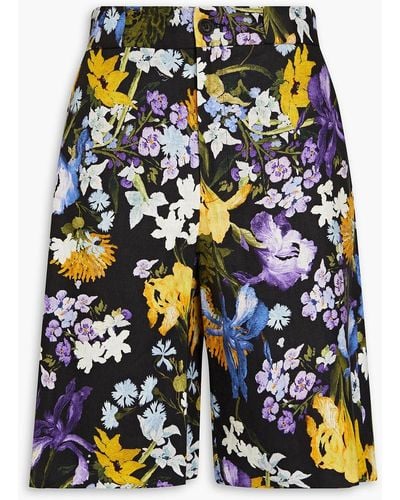 Erdem Miles Floral-print Linen Shorts - Multicolor