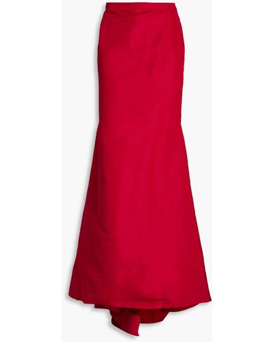 Carolina Herrera Carol Fluted Silk-faille Maxi Skirt - Red