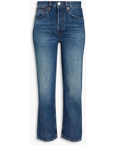 RE/DONE 70s Cropped High-rise Slim-leg Jeans - Blue