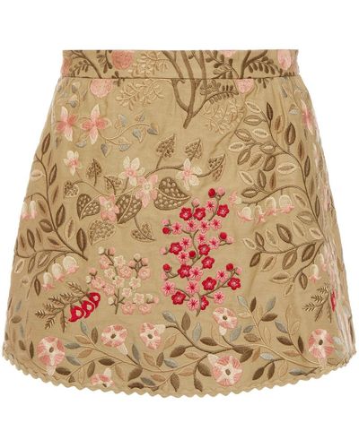 RED Valentino Embroidered Cotton-drill Shorts - Natural