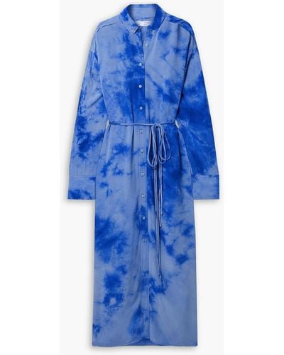 Proenza Schouler Tie-dyed Silk Midi Shirt Dress - Blue