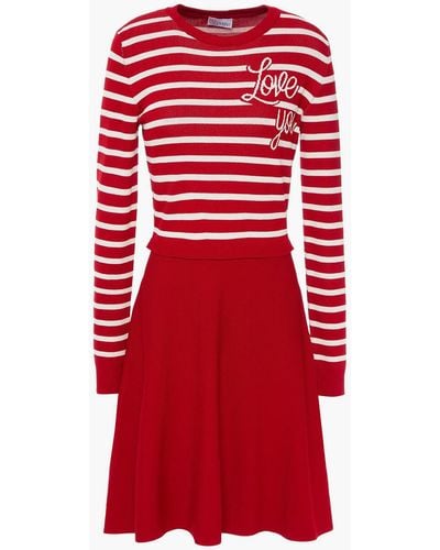 RED Valentino Striped Jacquard-knit Mini Dress - Red