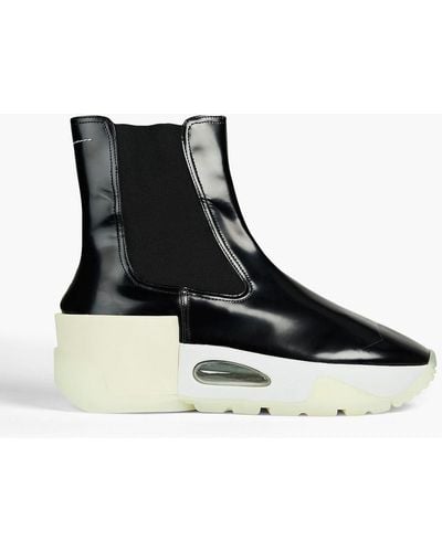 MM6 by Maison Martin Margiela Patent-leather Platform Ankle Boots - Black