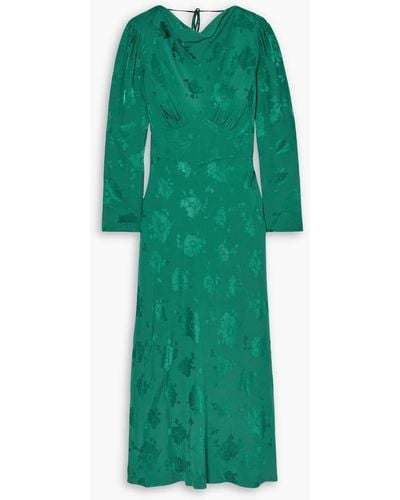 RIXO London Ginger Satin-jacquard Midi Dress - Green