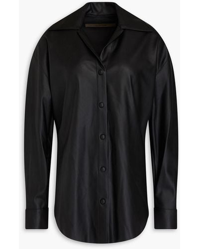 Enza Costa Faux Leather Shirt - Black