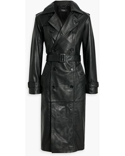 Muubaa Cassie Belted Leather Trench Coat - Black