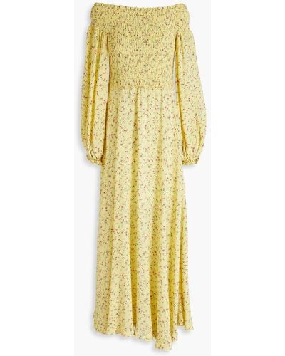 ROTATE BIRGER CHRISTENSEN Off-the-shoulder Floral-print Woven Maxi Dress - Yellow