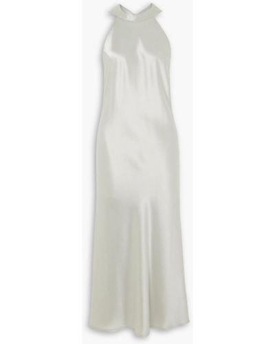 Galvan London Cold-shoulder Satin Halterneck Midi Dress - White