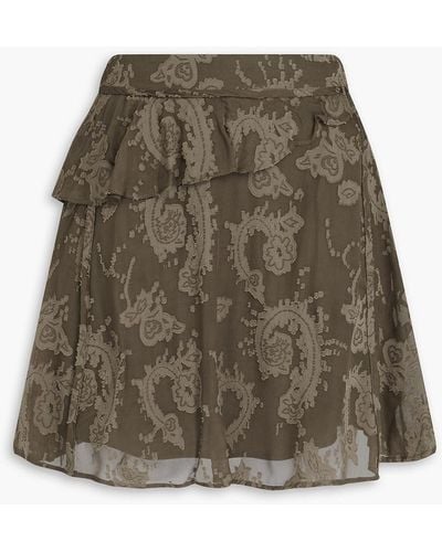 IRO Ruffled Fil Coupé Mini Skirt - Brown
