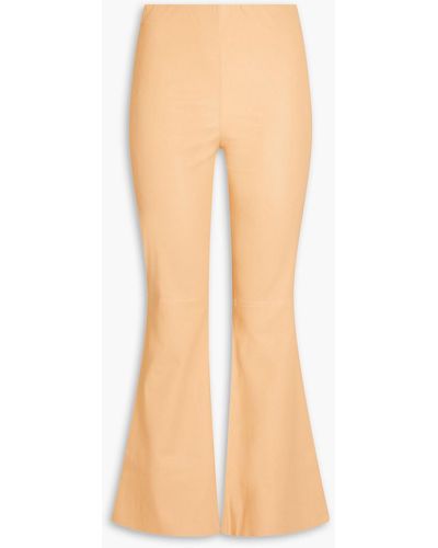 By Malene Birger Evyline Leather Flared Trousers - Natural