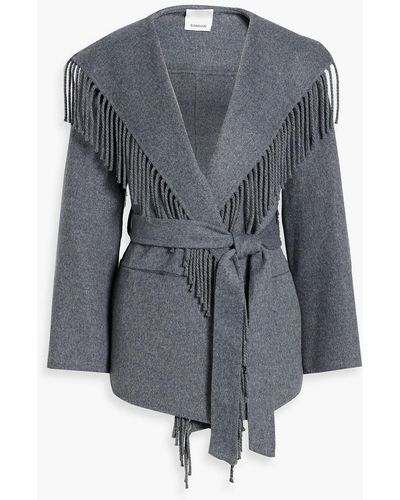 Jonathan Simkhai Rowen Fringed Wool-blend Felt Coat - Grey