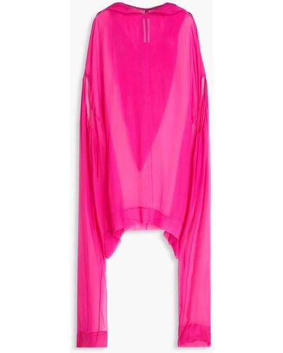 Rick Owens Draped Silk-chiffon Hooded Mini Dress - Pink